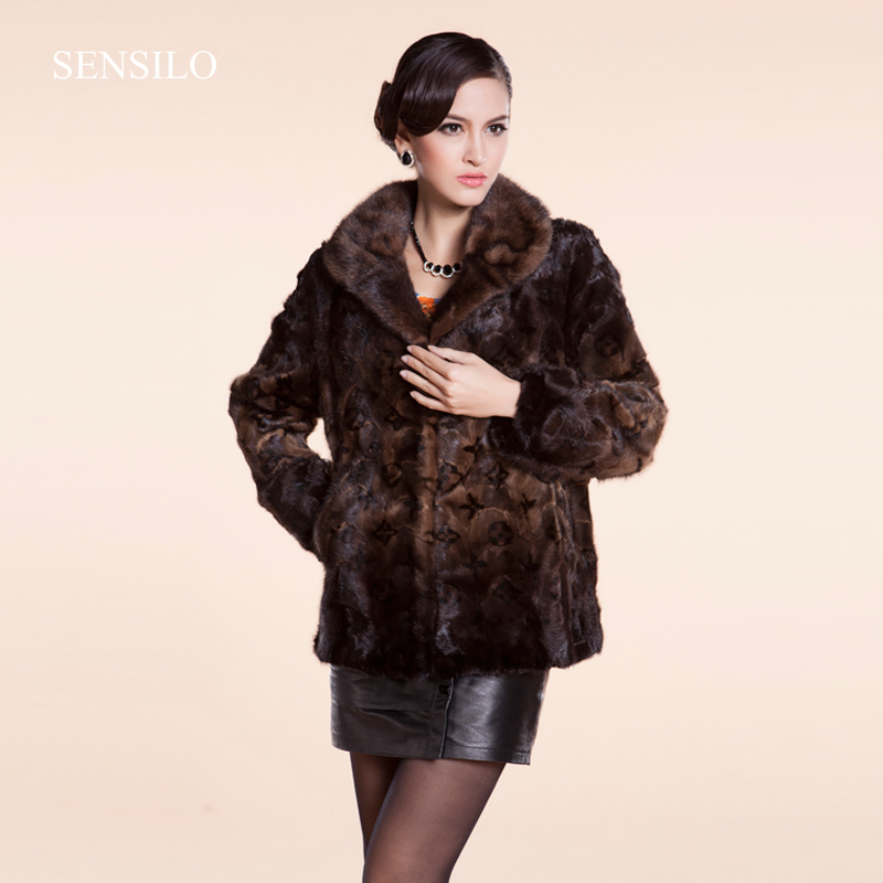 Specail price ladies' Mink fur coat brown shinny black gradually changing color geniune mink fur top s9351 free shipping