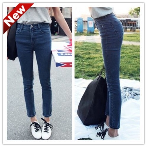 Special new high-waisted retro  wind pencil jeans 2013 ladies jeans blue womens jeans wholesale SIZE XS/S/M/L/XL Free Shipping