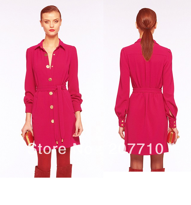 SPECIAL OFFER!!   Top Fashion Rose Color Lady Gold Button Coat  For Spring and Autum!
