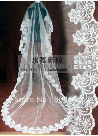 Special Price 2.8m*1.6m Bride Wedding Veil ,Luxury Long Organza Lace Veil 4 Colors Select  Free Shipping