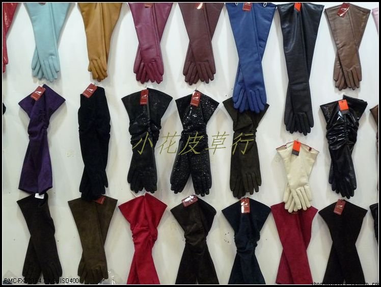 Special women's long leather gloves, long gloves sheep 30CM straight leather gloves (medium and long section) Maijiu Song Expo s