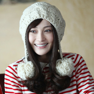 Sphere knitted hat autumn and winter women's thermal knitted hat