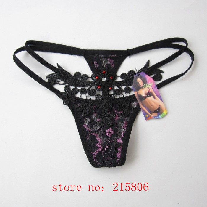 Spice Sexy Attractive Lace Hollow T-Back Underwear Black T-36