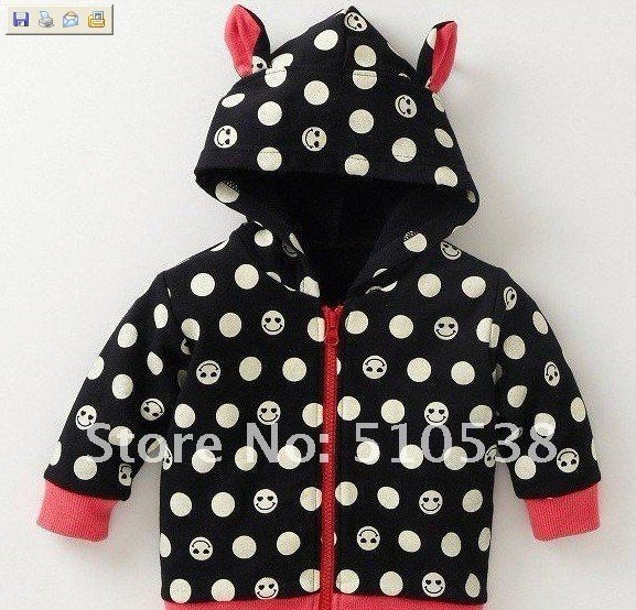 sping autumn smile face zipper hoodies children's jacket girls coat, 50380