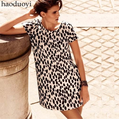 Sploshes print fabric white bottom loose thickening short-sleeve dress hm6 full