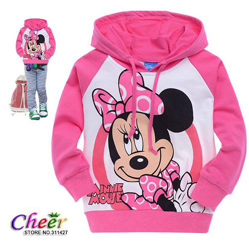 Sport pink minnie mouse printing childrens clothing boy's girl's top shirts Hooded Sweater hoodie coat overcoat topcoat