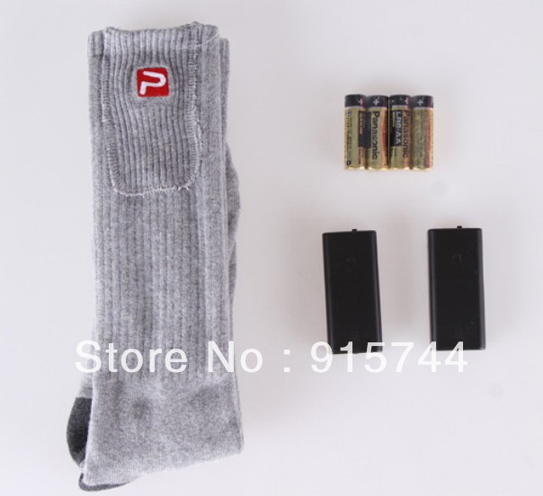 Sports Support Power Battery Winter Electric Rapid Heating Soft Socks Warm Cotton Spandex Sock For Toes Grey By DHL Free