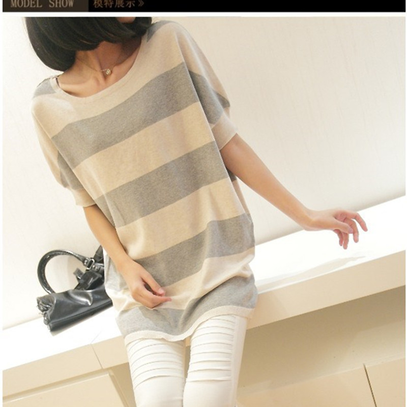 Spring 13 plus size clothing o-neck short-sleeve sweater loose batwing shirt crotch medium-long cutout