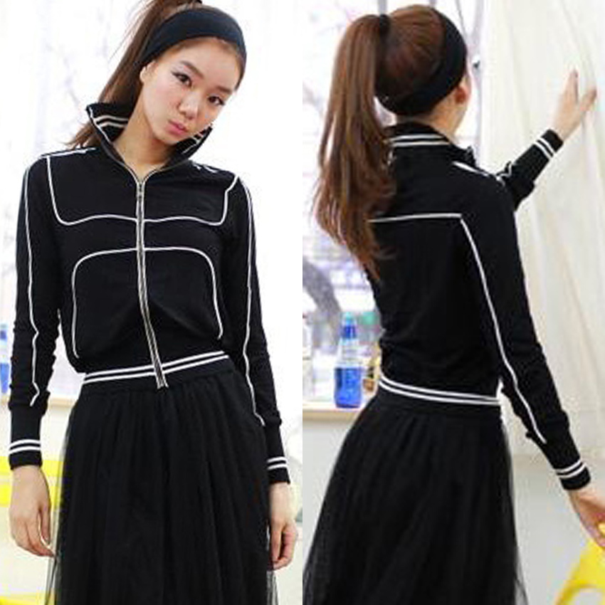 Spring 13 stand collar casual fashion sports zipper multi-color small all-match jacket outerwear women's