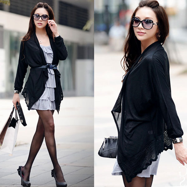 Spring 2012 fashion medium-long slim knitted sweater cardigan women's outerwear female cutout