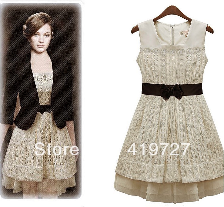 Spring 2013 Couture slim LACE VEST sleeveless dress spring