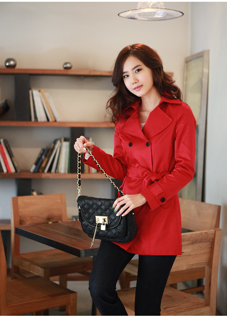Spring 2013 double breasted trench elegant design red slim short trench outerwear female