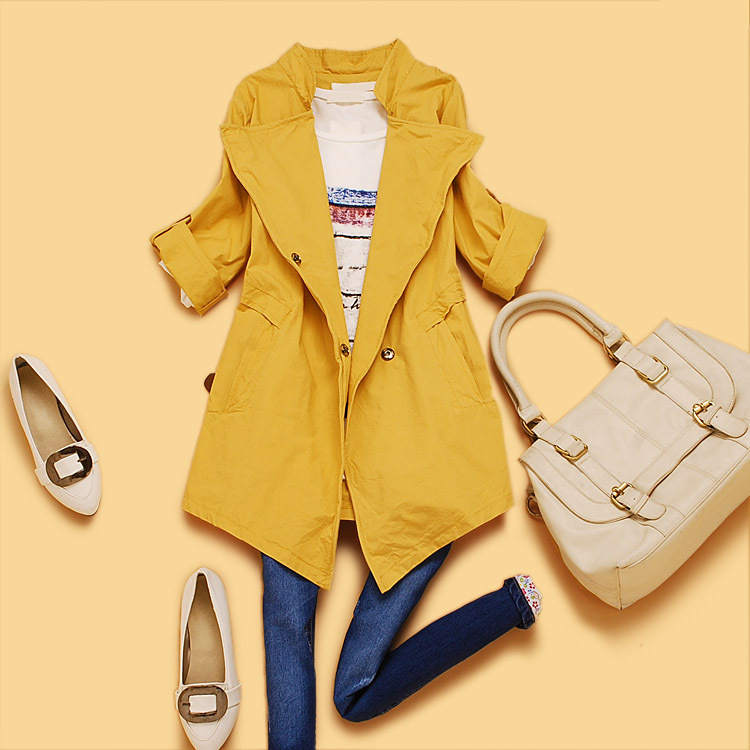 Spring 2013 female stand collar medium-long casual slim trench thin spring overcoat k2-3