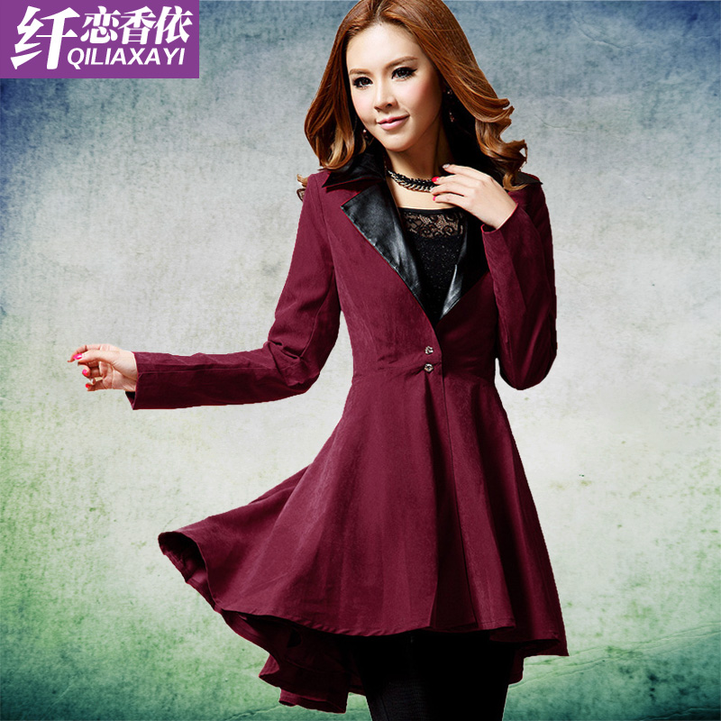 Spring 2013 new arrival red trench female outerwear spring and autumn medium-long outerwear women's