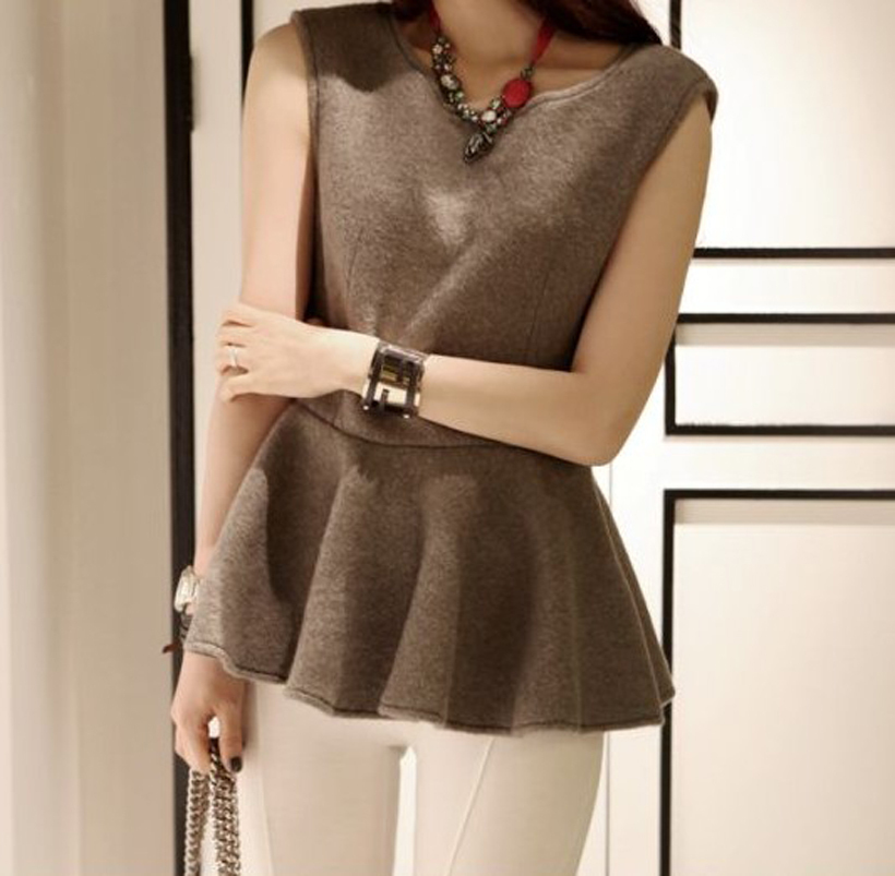 Spring 2013 new arrival women's big racerback skirt sexy ruffle slim woolen top