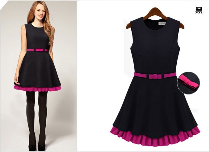 Spring 2013 new Europe and the United States contrast color the waist double skirt dress vest dress winter skirt wholesale 521