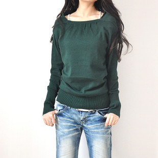 Spring 2013 plus size clothing low collar sweater outerwear long-sleeve basic shirt solid color