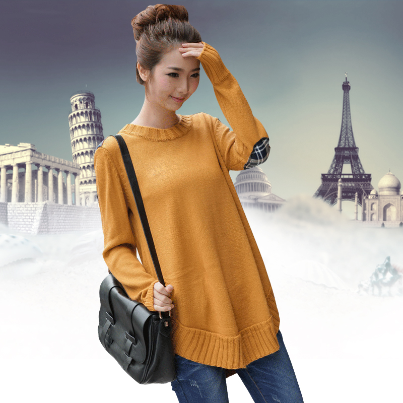 Spring 2013 plus size clothing medium-long o-neck loose sweater spring and autumn sweater outerwear