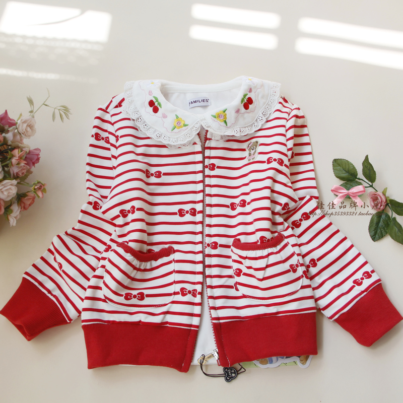 Spring 2013 stripe clothing baby cardigan sweatshirt princess bow female child outerwear