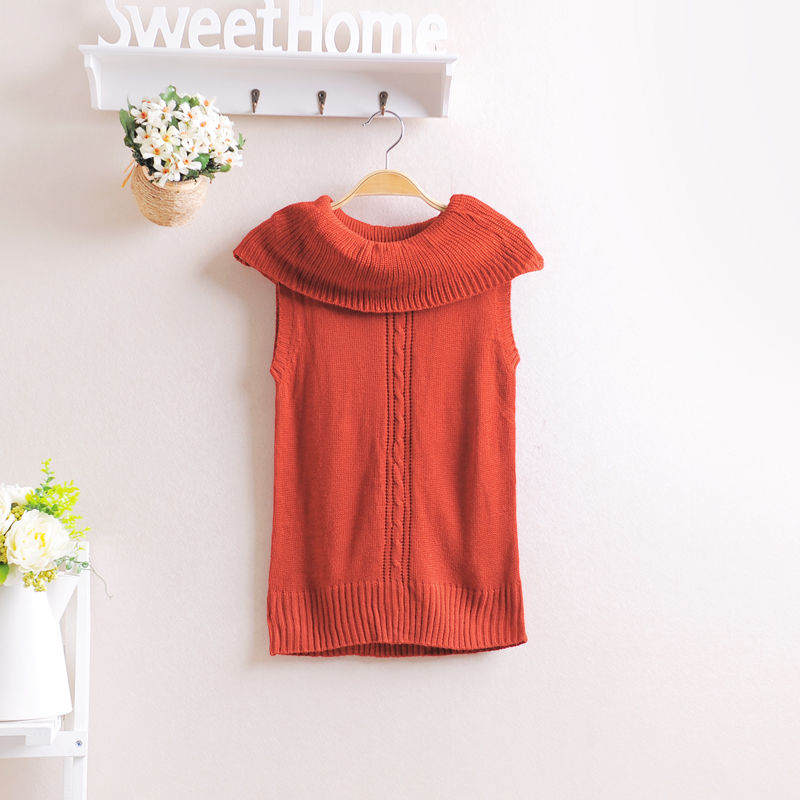 Spring 2013 turtleneck solid color vest sweater slim formal sleeveless shirt knitted sweater 6306