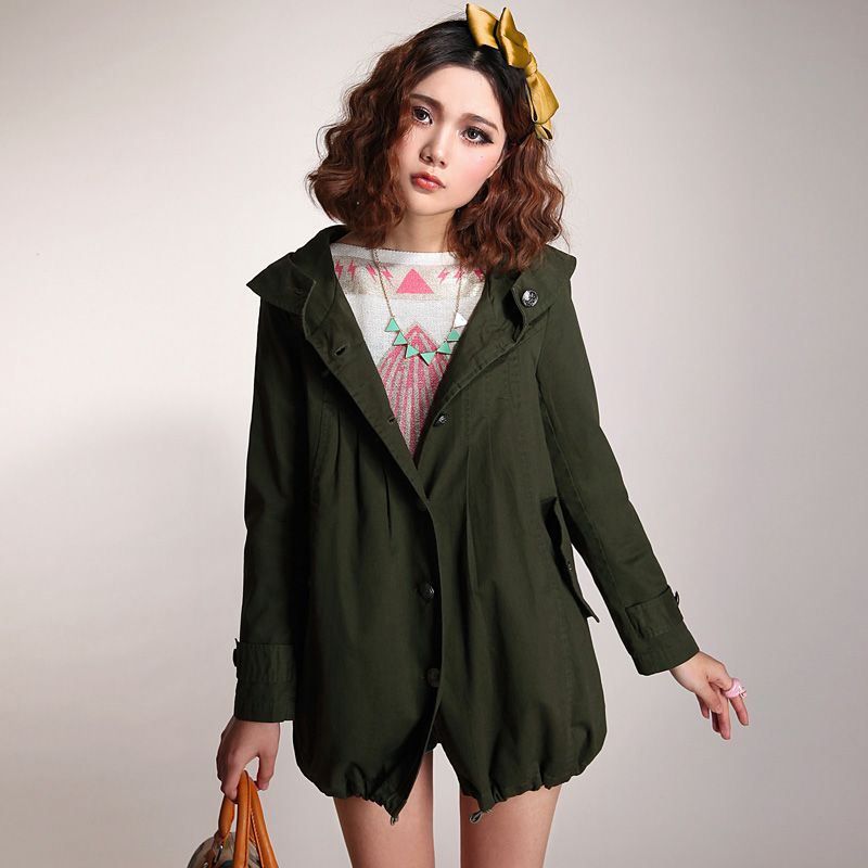 Spring 2013 women's casual wear slim hooded women's trench female medium-long cotton-padded coat