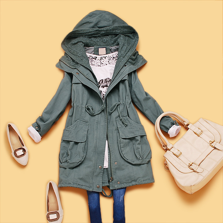 Spring 2013 women's sweet crotch patchwork fashion slim trench long design spring overcoat ag6-2