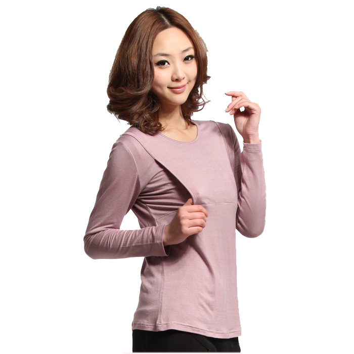 Spring and autumn 100% cotton ultra elastic maternity basic shirt nursing basic shirt 10910