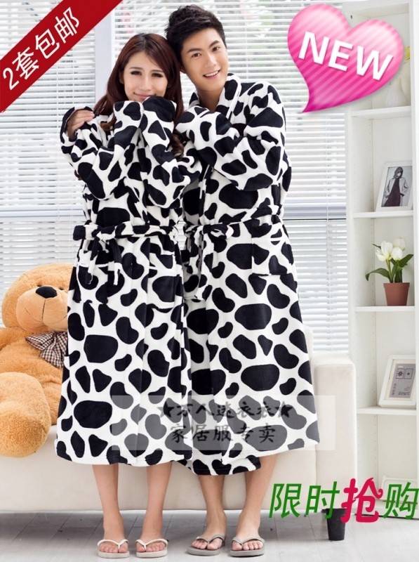 Spring and autumn 2012 lovers male women's cow coral fleece robe bathrobes popular bathoses sleepwear
