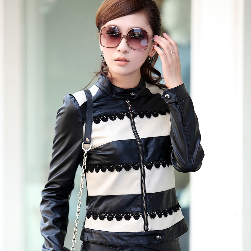 Spring and autumn anti season leather clothing leather clothing 2012 leather clothing female short design slim 039 free shipping