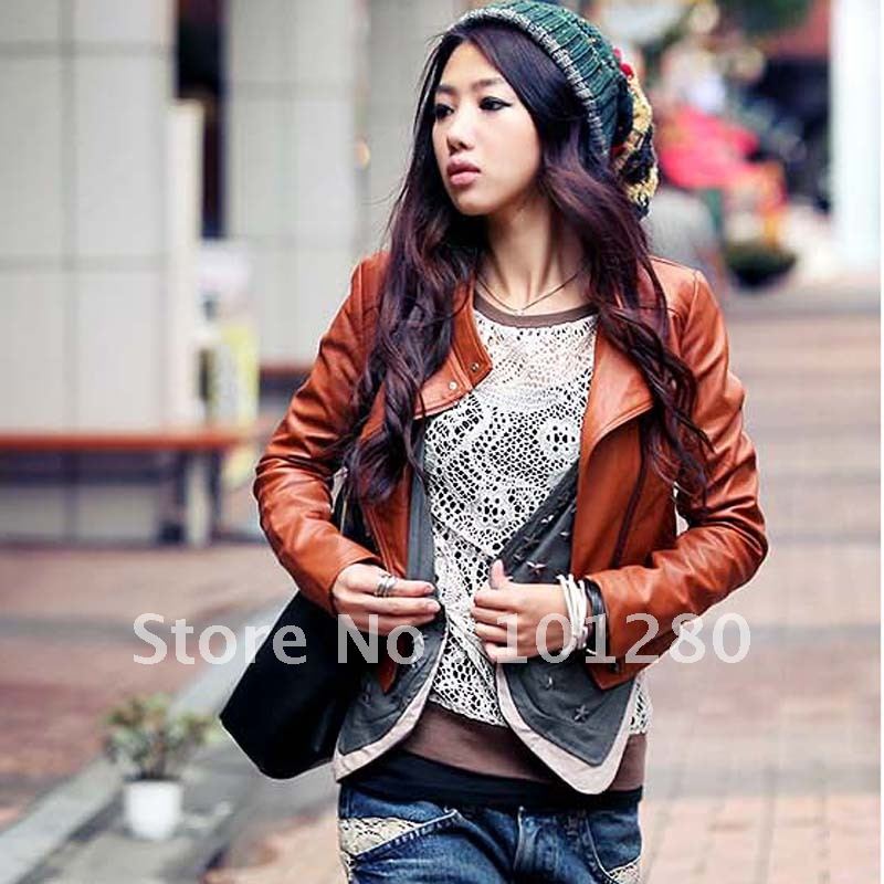 Spring and autumn arbutrus fake second pieces fashion ol slim leather clothing female jacket short jacket female