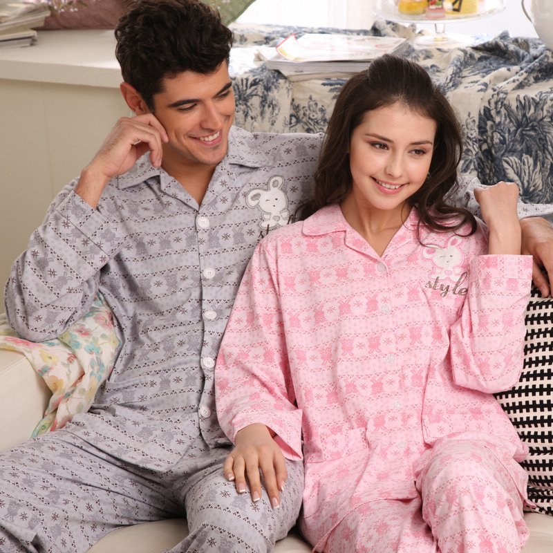 Spring and autumn brief long-sleeve cotton sleepwear lovers casual lounge set 21105