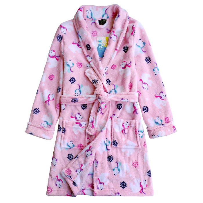 Spring and autumn child robe thin child sleepwear robe coral fleece female child bathrobe 682