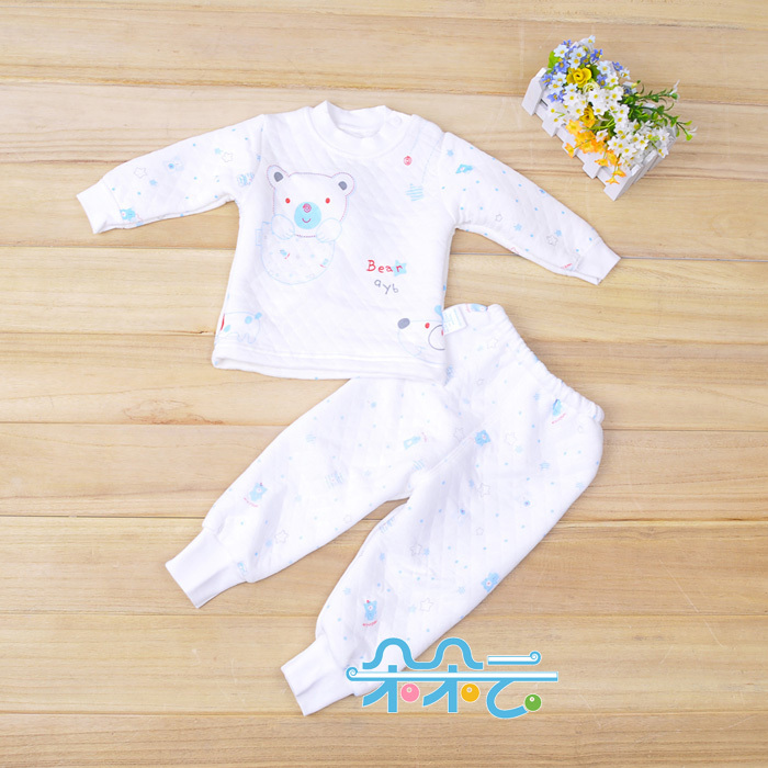 Spring and autumn children's clothing bamboo fibre baby set thickening thermal clothing long johns long johns tt-186