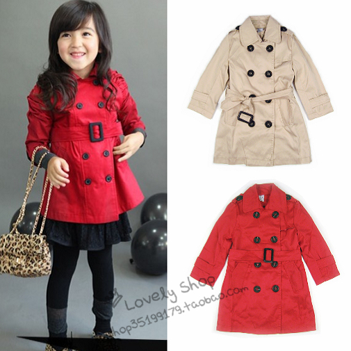 Spring and autumn children's clothing female child medium-long trench british style trench outerwear