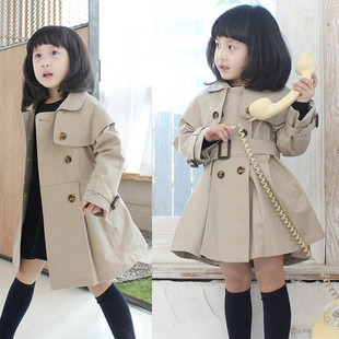 Spring and autumn double breasted female child trench child fashion elegant outerwear overcoat