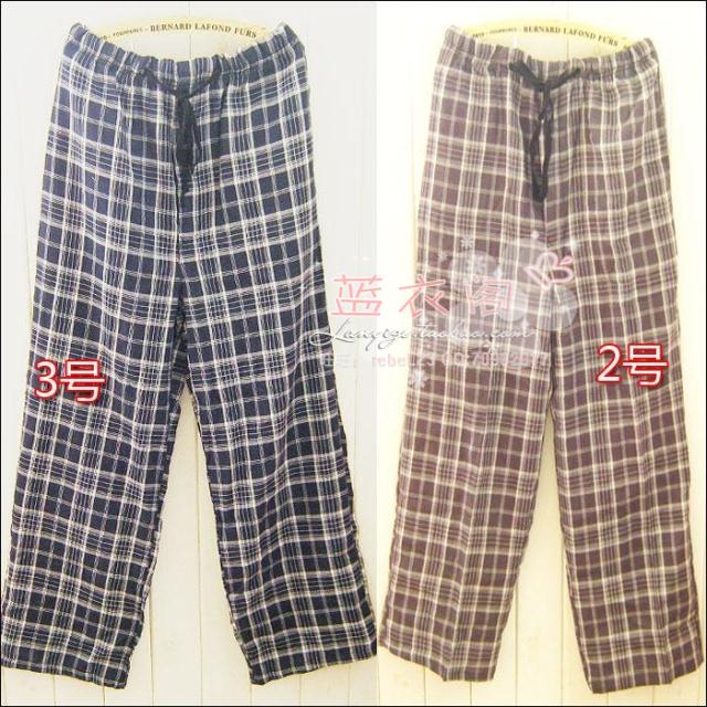 Spring and autumn drawstring 100% cotton double layer gauze pajama pants lounge trousers lounge pants plus size pajama pants