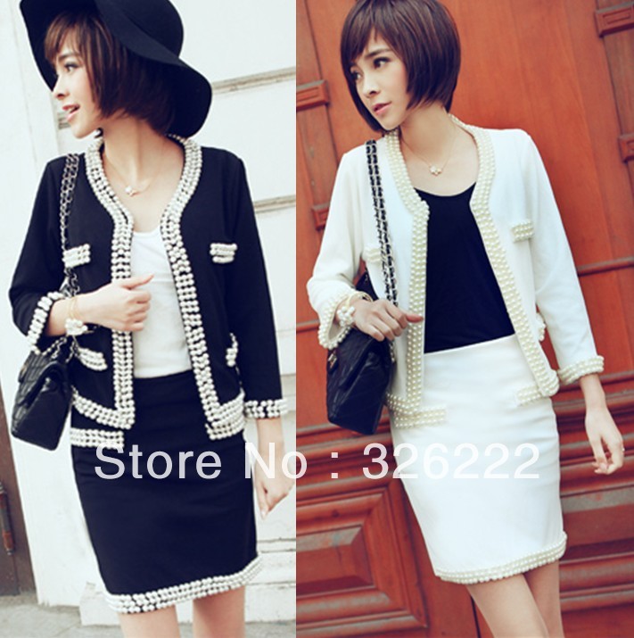 spring and autumn fashion women's small work wear casual set slim hip skirt suits