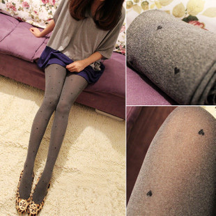 Spring and autumn female autumn and winter plus velvet pantyhose legging grey love