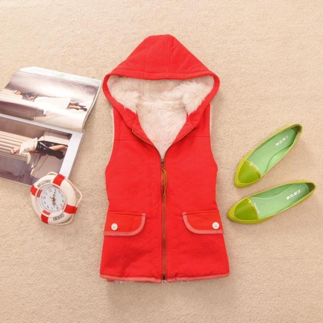 Spring and autumn female vest casual with a hood slim all-match zipper thickening cotton vest 0.4