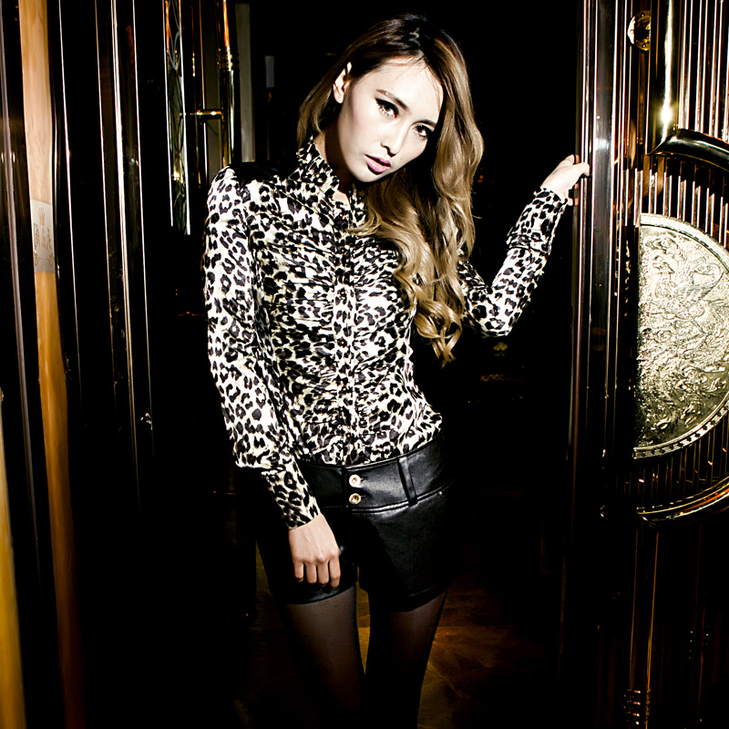 Spring and autumn formal royal vintage bow patchwork stand collar puff sleeve shirt female