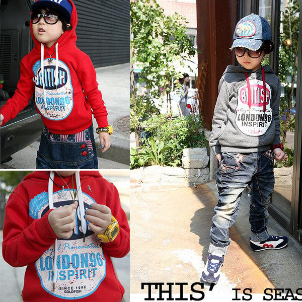 Spring and autumn girls clothing male 100% cotton loop pile print outerwear top