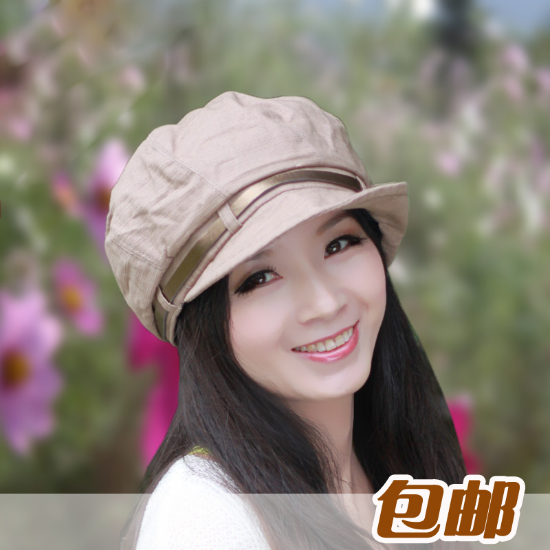 Spring and autumn hat octagonal cap hat women's fashion cap gentlewomen flower strap cap