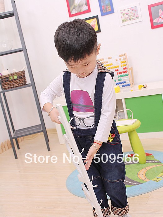 Spring and Autumn hooded denim overalls wholesale free shipping baby