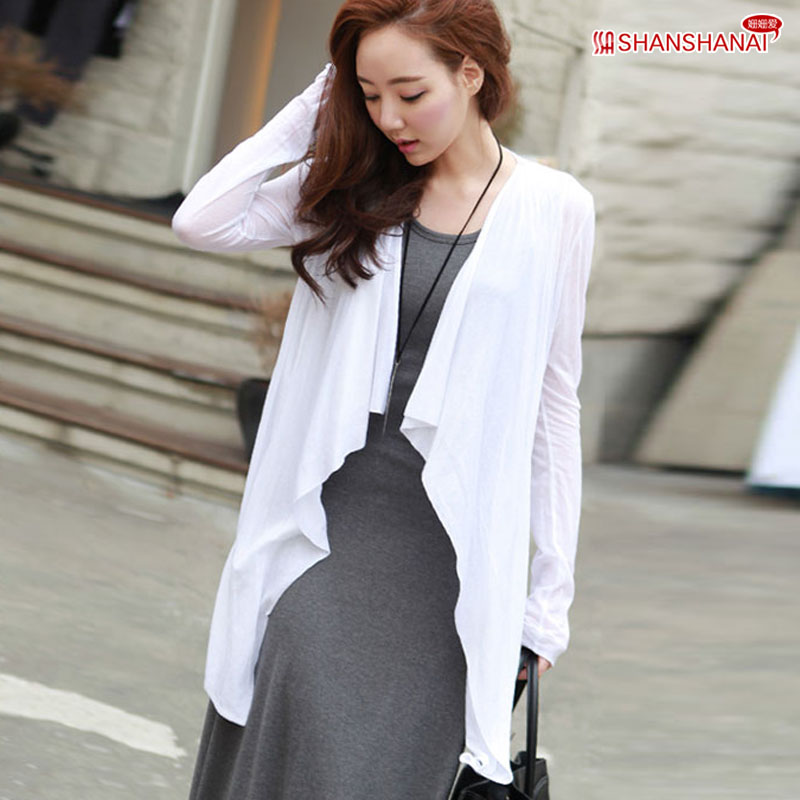 Spring and autumn long-sleeve irregular ultra-thin long-sleeve cardigan beach air conditioning shirt cape sun protection