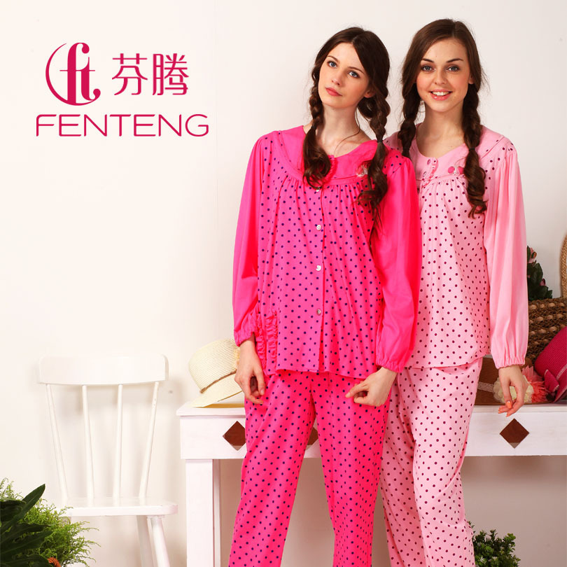 Spring and autumn long-sleeve sleep set  women's 100% cotton casual lounge z8648