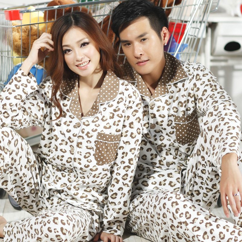 Spring and autumn lovers cotton sleepwear long-sleeve set lovers casual lounge fashion leopard print