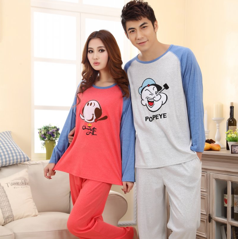 Spring and autumn lovers sleepwear male women's long-sleeve sleepwear set lovers lounge wool velvet fabric