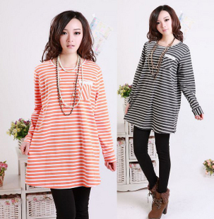 Spring and autumn maternity clothing 100% cotton maternity t-shirt fashion long-sleeve maternity long design casual top