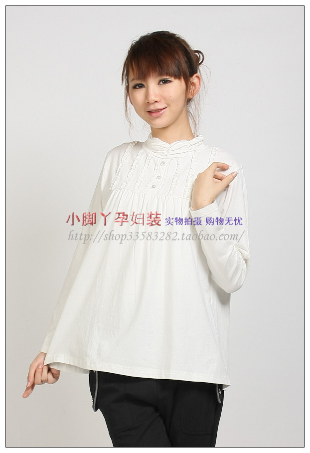 Spring and autumn maternity clothing 100% cotton maternity top maternity basic shirt 202