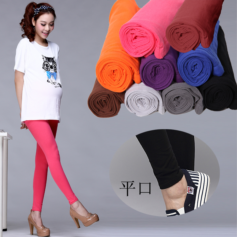 Spring and autumn maternity clothing belly pants chromophous 100% cotton maternity legging trousers